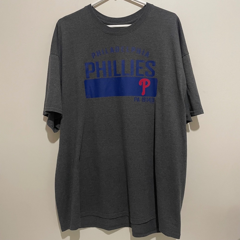 MLB Philadelphia Phillies T-Shirt Mens XXL Charcoal Gray Graphic Tee PA 19148